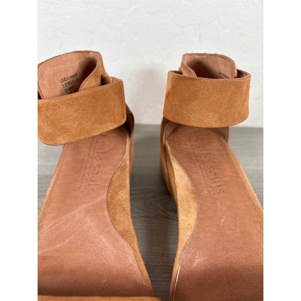 Gentle Souls Kenneth Cole Gianna 2 Brown Suede Ankle Strap Wedge Sandals 7.5 - Picture 4 of 7